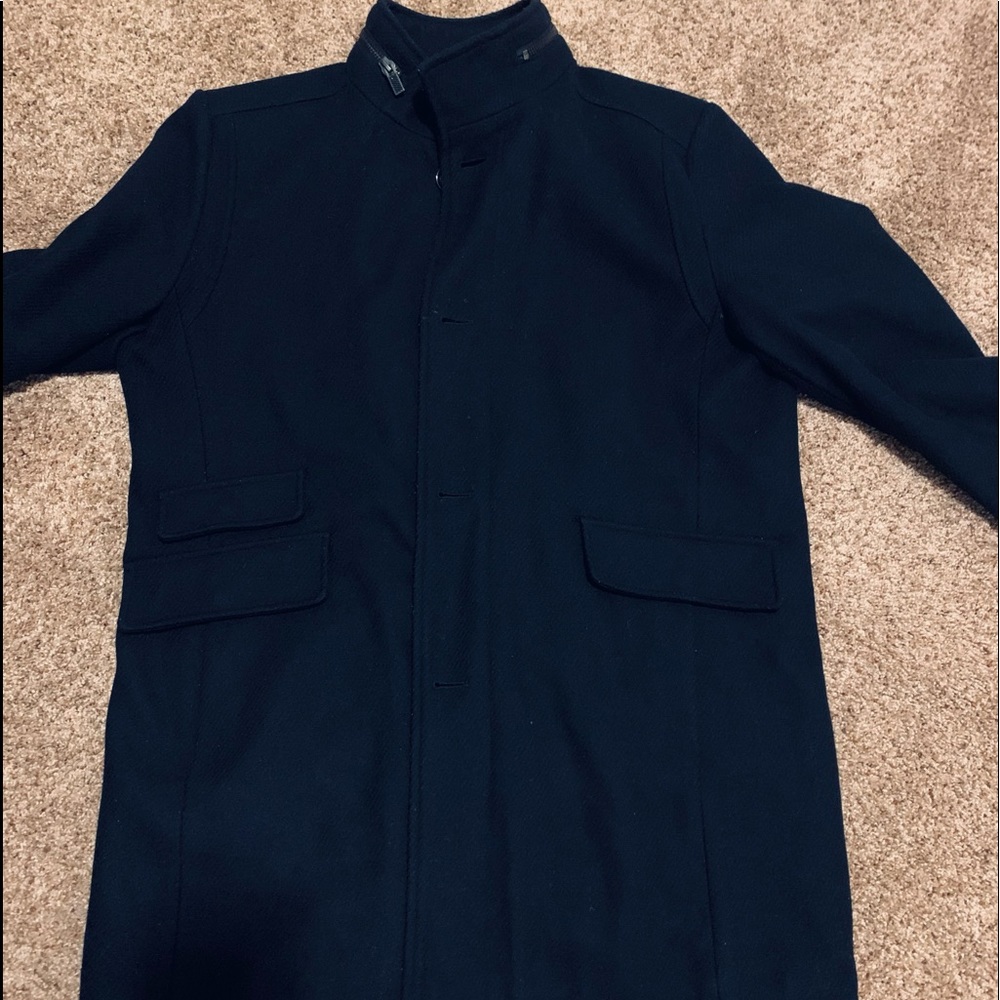 Kenneth Cole Stand Collar Coat in Navy | Excellent Condition | sz L | Free 🚚